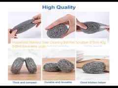 Huishoudelijke roestvrijstalen schoonmaakbal Pangaszuiveraar 8 * 8 cm 40 g 0,08-0,5 mm Draadbreedte