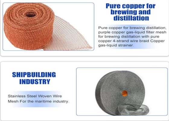 Breedte 400mm 0.25mm Gebreid Metaal Mesh Corrugated/Vlakte voor Ruitverwarmer